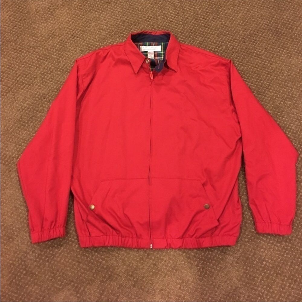 Karen Scott Red Jacket Medium – Zip & Button Closure, Plaid Lining